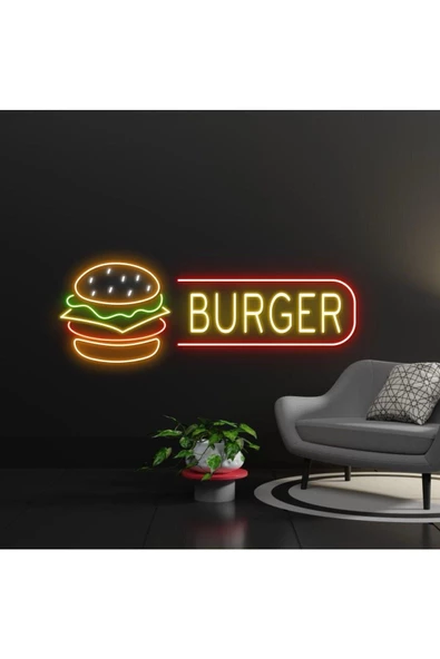 Twins Led Aydınlatma BURGER Yazılı ve Şekilli Neon Tabela ürün görseli 1