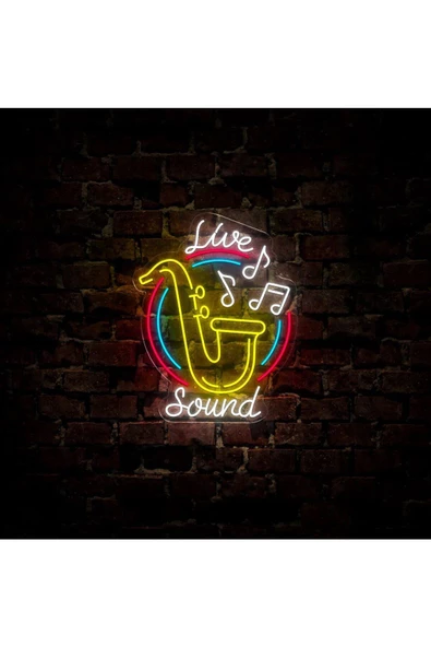 Twins Led Aydınlatma Live Sound Yazılı ve Şekilli Neon Tabela - Resim 3