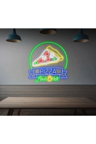 Twins Led Aydınlatma PIZZA fresh&hot Yazılı ve Şekilli Neon Tabela ürün görseli 1
