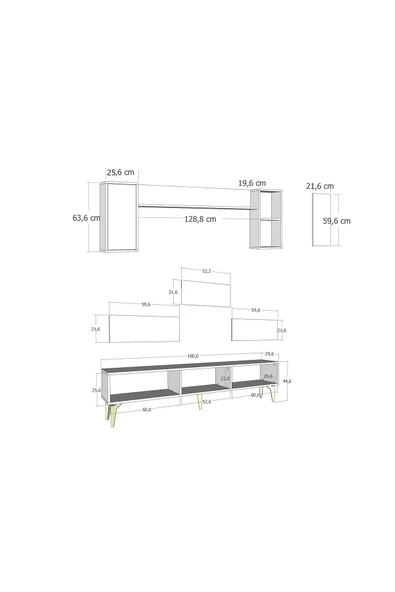 DemonteHome HİRADH 180 CM TV ÜNİTESİ TAKIMI SAFİRMEŞE ANTRASİT - 8