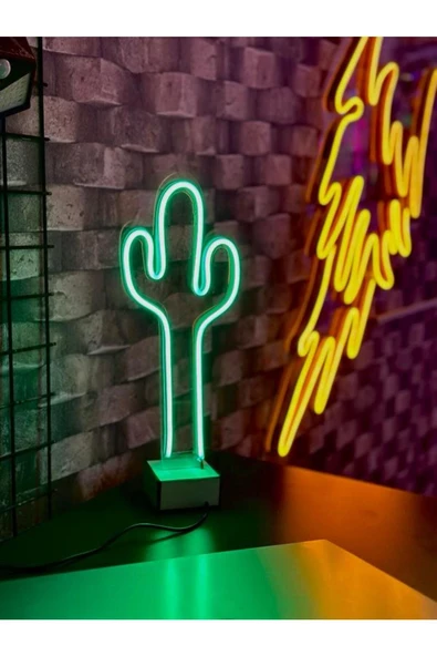 Twins Led Aydınlatma KAKTÜS Neon Led Işıklı Masa Lambası ürün görseli