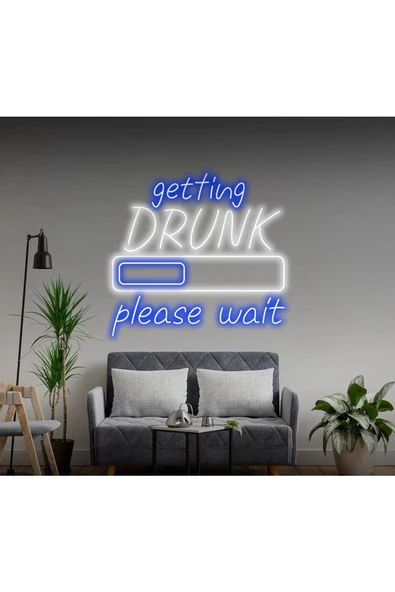 Twins Led Aydınlatma getting DRUNK please wait Yazılı ve Şekilli Neon Tabela