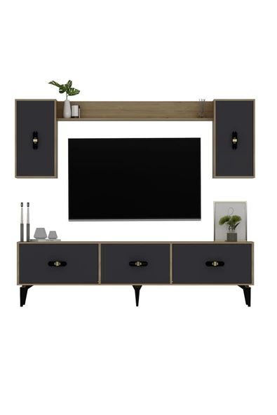 DemonteHome HİRADH 180 CM TV ÜNİTESİ TAKIMI SAFİRMEŞE ANTRASİT - 3