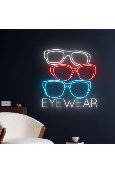 Twins Led Aydınlatma EYEWEAR Yazılı ve Şekilli Neon Tabela