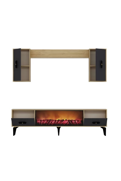 DemonteHome FLYDH 180 CM ŞÖMİNELİ (B) TV ÜNİTESİ TAKIMI SAFİRMEŞE ANTRASİT - 6