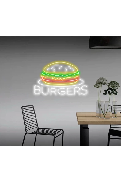 Twins Led Aydınlatma BURGERS Yazılı ve Şekilli Neon Tabela ürün görseli