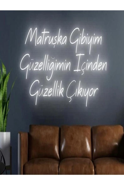 Twins Led Aydınlatma Matruşka Gibiyim Güzelliğimin İçinden Güzellik Çıkıyor Yazılı Neon Tabela