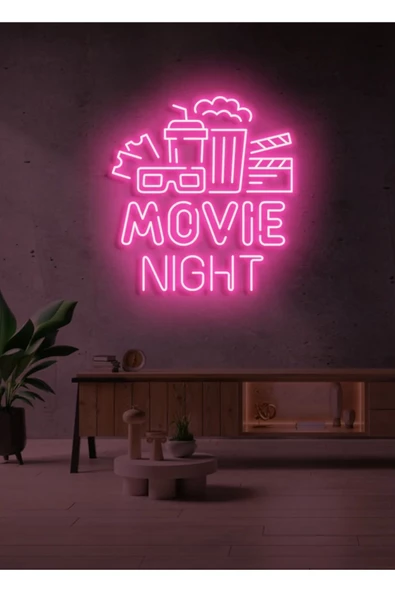 Twins Led Aydınlatma MOVIE NIGHT Yazılı ve Şekilli Neon Tabela - 1