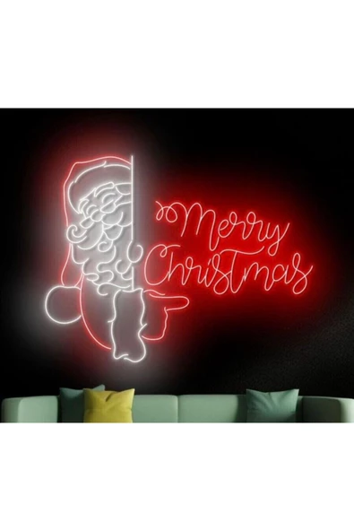 Twins Led Aydınlatma Merry Christmas Yazılı ve Şekilli Neon Tabela ürün görseli 1