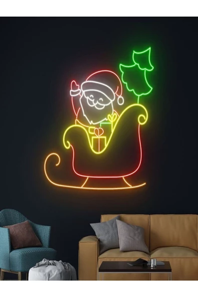 Twins Led Aydınlatma Noel Baba Figürlü Yılbaşı Temalı Neon Tabela ürün görseli 1