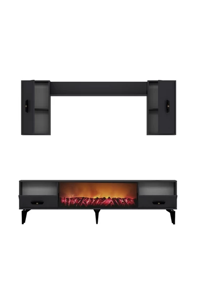 DemonteHome FLYDH 180 CM ŞÖMİNELİ (B) TV ÜNİTESİ TAKIMI ANTRASİT - 6