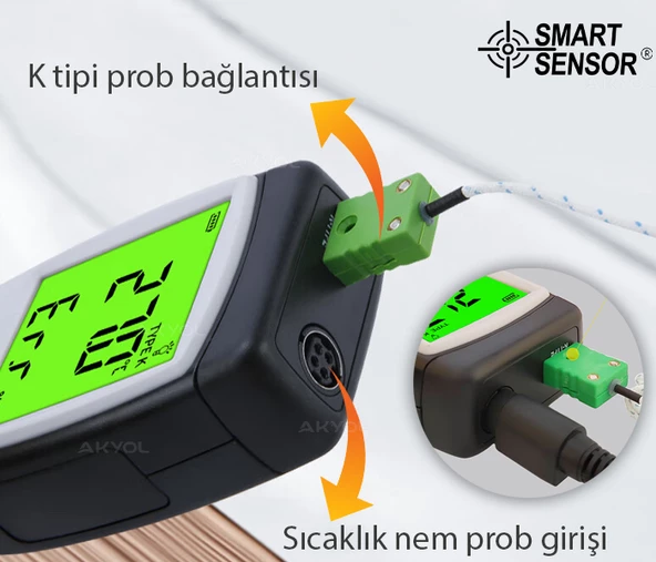 Smart Sensor AS847 Problu Sıcaklık ve Nem Ölçer - 4