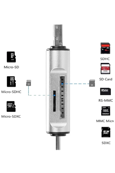 3in1 Taşınabilir Type C USB Kart Okuyucu Mikro Sd Kart Çevirici Dönüştürücü Adaptör - 5