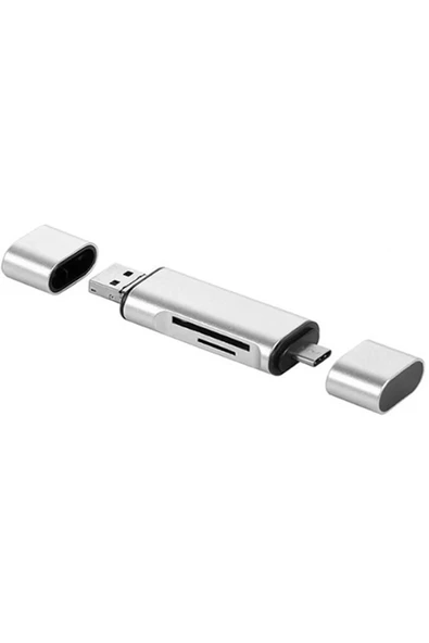 3in1 Taşınabilir Type C USB Kart Okuyucu Mikro Sd Kart Çevirici Dönüştürücü Adaptör - 2
