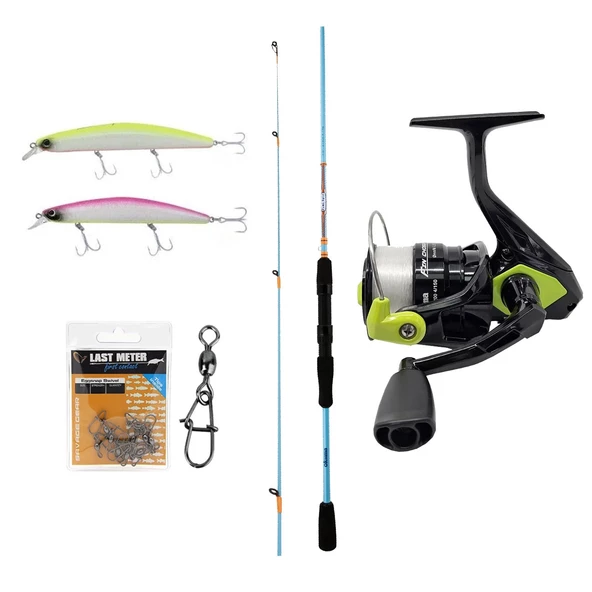 YekOutdoor Okuma Spin Olta Seti Okuma Fuel Spin 2,44 cm 15-40 gr 2 Parça Spin Kamışı&Okuma Fin Chaser X FNX-40NG Blue 1BB Olta Makinesi