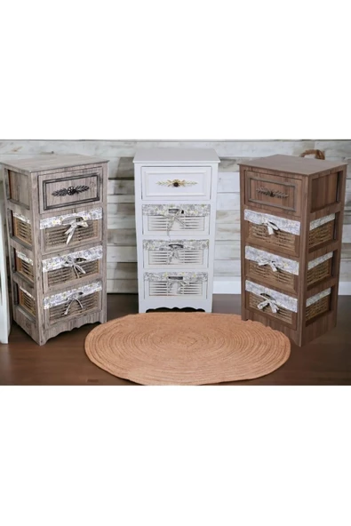 Woodluck Ahşap Dolap 4 Çekmeceli Rustik - 4