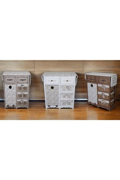 Özkar Woodluck Ahşap Kirli Sepetli Çekmeceli Dolaplı Ütü Masası Beyaz - 3