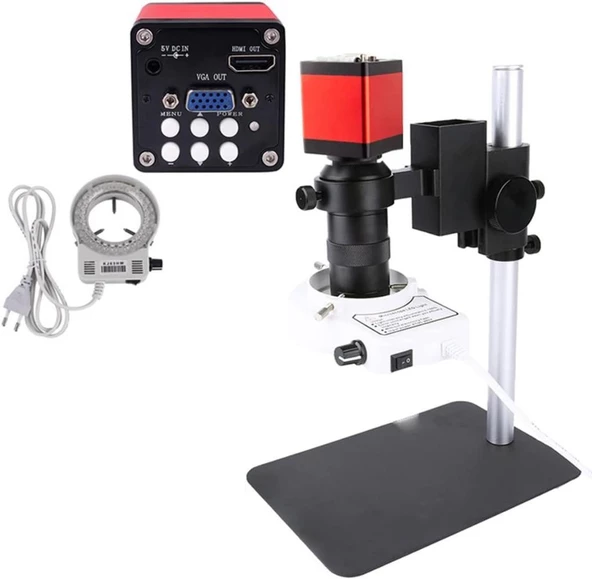 Alfalink Endüstriyel Mikroskop Kamera HDMI Usb 130XC Montaj Lensi Led Işık 13MP Hd 60F/S Tamir Mikroskop Seti - 6