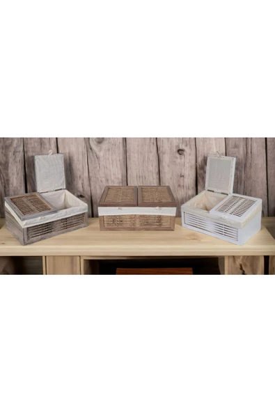 woodluck Ahşap Ekmek Sepeti , Patates Soğan Sepeti 2 Kapaklı - 4