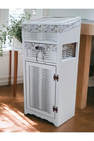 Woodluck Ahşap Ekmek Sepetli Raflı Kiler Dolabı - 3