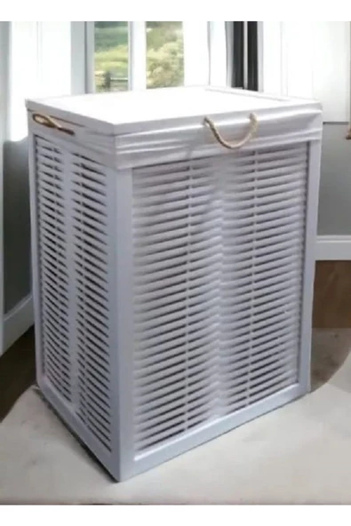 woodluck Ahşap Kirli Çamaşır Sepeti Yıkanabilir Kumaşlı