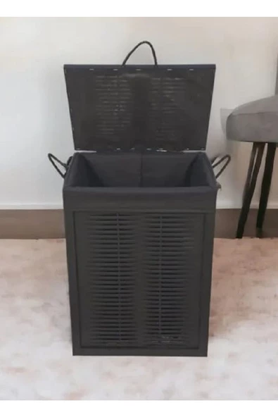 woodluck Ahşap Kirli Çamaşır Sepeti Yıkanabilir Kumaşlı - 3