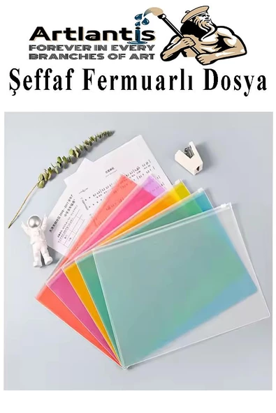 A4 Şeffaf Fermuarlı Dosya 5 Renk 1 Paket PvC Fermuarlı Evrak Dosyası 24x34cm Çıtçıtlı Belge Evrak Dosyası Ofis Büro Okul - 3