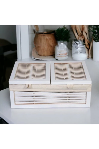 woodluck Ahşap Ekmek Sepeti , Patates Soğan Sepeti 2 Kapaklı - 3