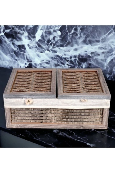 woodluck Ahşap Ekmek Sepeti , Patates Soğan Sepeti 2 Kapaklı - 3