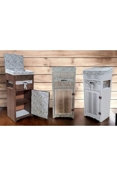 Woodluck Ahşap Ekmek Sepetli Raflı Kiler Dolabı - 4