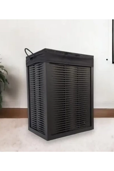 woodluck Ahşap Kirli Çamaşır Sepeti Yıkanabilir Kumaşlı