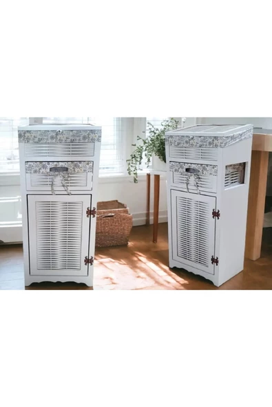 Woodluck Ahşap Ekmek Sepetli Raflı Kiler Dolabı