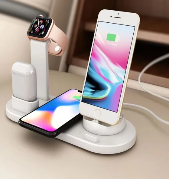 Çok Fonksiyonlu (6in1) Şarj Standı Akıllı Saat Telefon Bluetooth Kulaklık Şarj