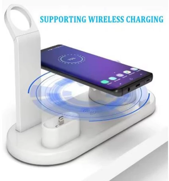 Çok Fonksiyonlu (6in1) Şarj Standı Akıllı Saat Telefon Bluetooth Kulaklık Şarj - 2