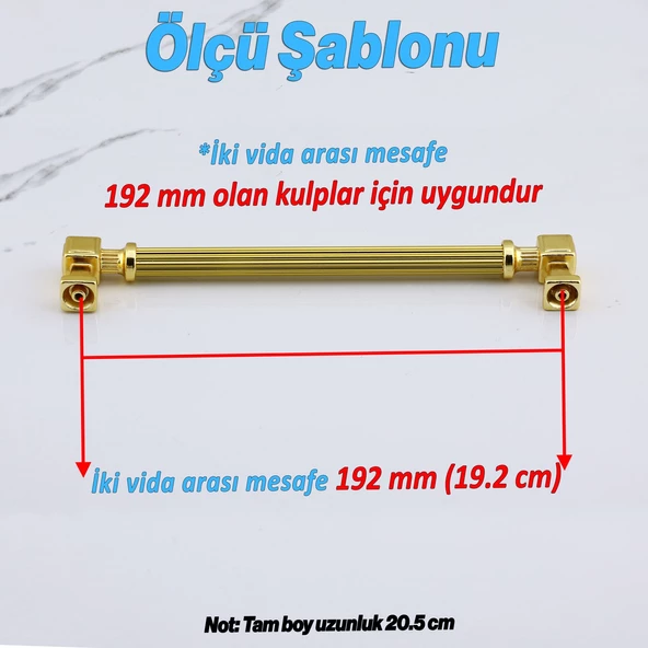 Talas Metal Gold Altın Çizgili Kulp 192 mm Mobilya Çekmece Mutfak Dolabı Dolap Kulpları Kulb 19.2 cm - Resim 3