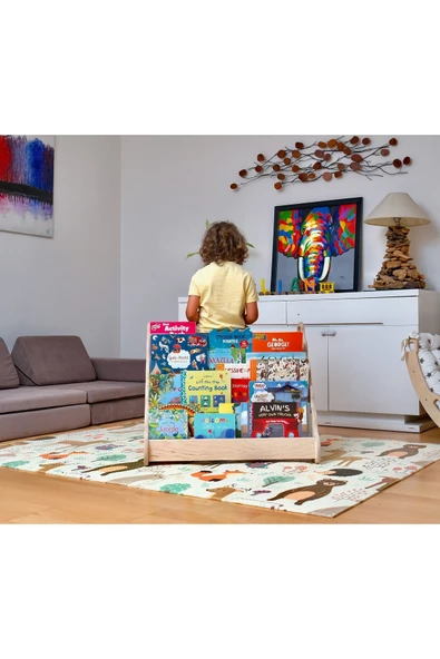 Montessori Ahşap Kitaplık | Pikler Çocuk Kitaplığı | Montessori Bebek Odası Kitaplığı - 3