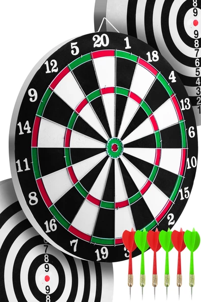 15 İnç Çift Taraflı Dart Tahtası Seti 6 Çelik Oklu Dart Hedef Tahtası Oyunu Takımı Dart Seti 517