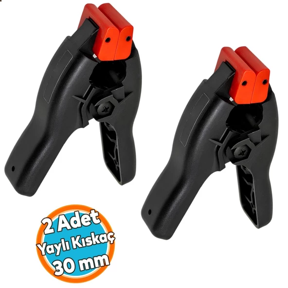 2 ADET Yaylı Kıskaç Mandal Pro El Tip İşkence Mengene Siyah Klips Hobi 30 mm