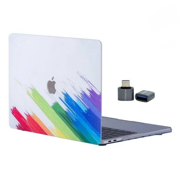 MacBook Pro 13 Kılıf Touch Bar Uyumlu İnce Sert Kapak Renkli Desen – A2338 M1/M2 - Resim 2