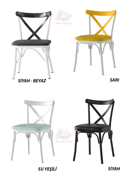 Silva Açılır Masa Beyaz Mermer 4 Adet Çapraz Sandalye Takım - 5