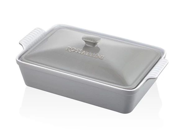ROSSALLINI LIFE BÜYÜK DİKDÖRTGEN KAPAKLI GRİ FIRIN KABI 38X23X8,5 CM