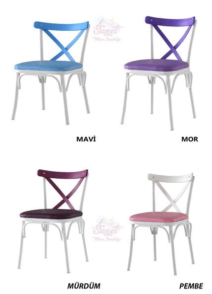 Silva Açılır Masa Beyaz Mermer 4 Adet Çapraz Sandalye Takım - 4