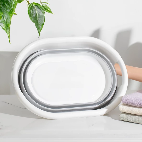 Porsima LA-550 Katlanabilir Çamaşır Sepeti Akordiyon Katlanır Sele Sepet Silikon Çamaşır Sepeti 26 L - 2