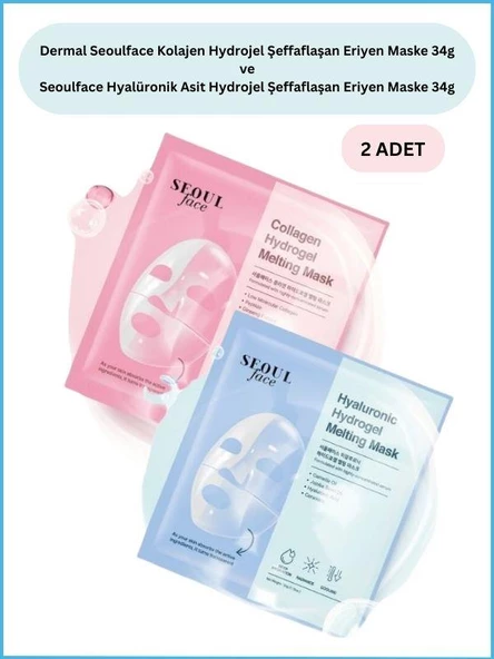 Dermal Seoulface Kolajen ve Hiyaluronik Asit Özlü Hydrojel Şeffaflaşan Eriyen Maske Seti 2 Adet - Resim 2