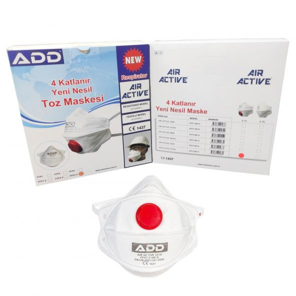 ADD Airactive 5510 FFP3 V NR D Toz Maskesi Ventilli 25 Adet