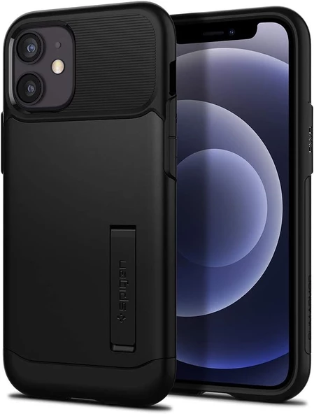 Spigen Apple iPhone 12 Mini Kılıf Slim Armor Black - ACS01545 ürün görseli 1