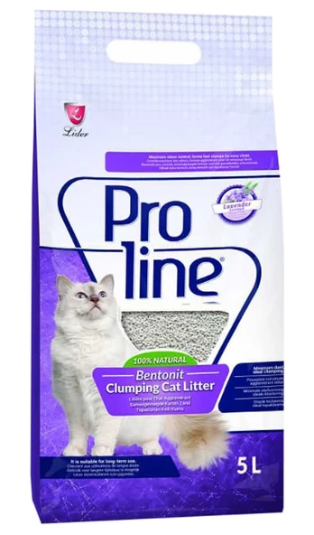 Proline Lavanta Kokulu İnce Taneli Topaklaşan Bentonit Kedi Kumu 5 L