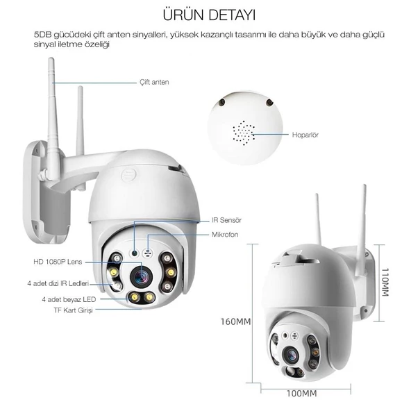 Gigoo PTZ Dış Mekan Hareketli IP Kamera 1080P - 10
