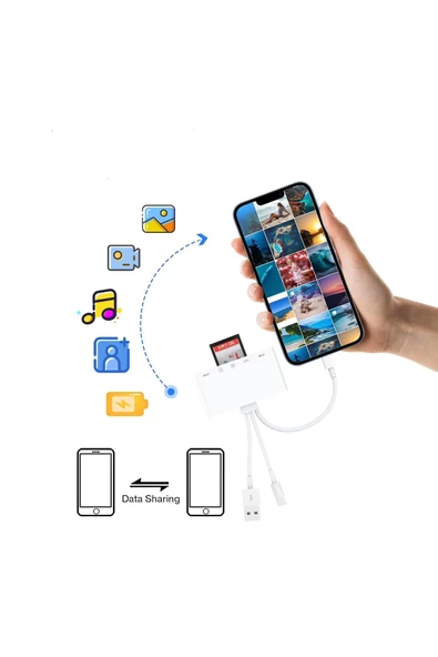 5-in-3 Usb-Type c-Lightning to SD-TF-USB-Hafıza Kartı Okuyucu, Görüntüleyici OTG Kamera Adaptörü - 4