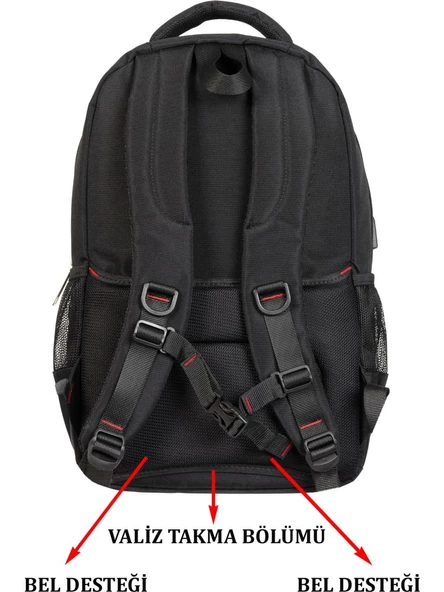 Laptop Sırt Çantası 15.6 İnç Tablet USB Bölmeli 8683255013616 - 5